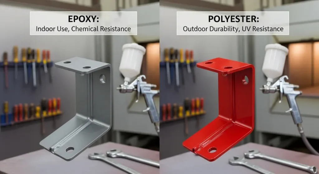 epoxy polyster powder coating side by side