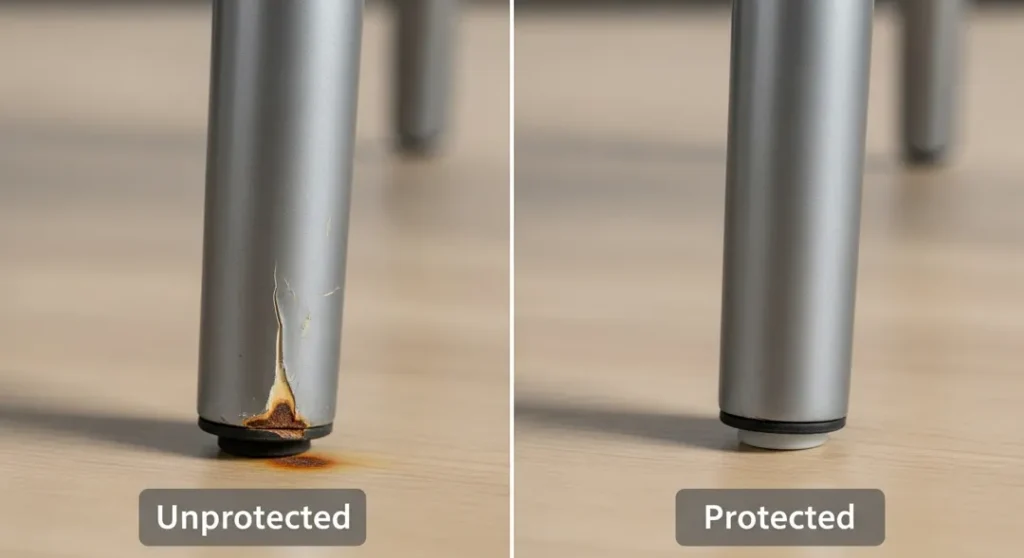 unprotected vs protected furniture legs
